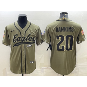 Nike Eagles 20 Brian Dawkins Olive 2022 Salute To Service Baseball Limited Men Jersey