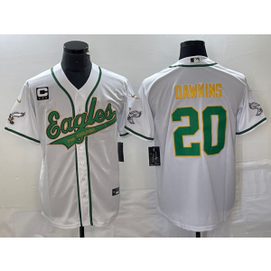 Nike Eagles 20 Brian Dawkins White Baseball Vapor Limited Men Jersey with C patch