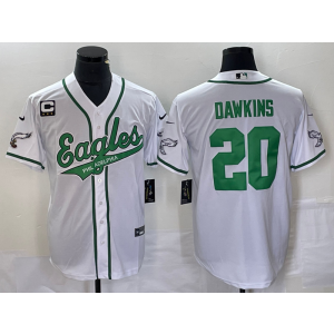 Nike Eagles 20 Brian Dawkins White Baseball Vapor Limited Men Jersey with C patch