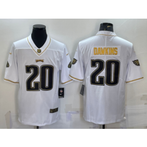 Nike Eagles 20 Brian Dawkins White Gold Vapor Limited Men Jersey