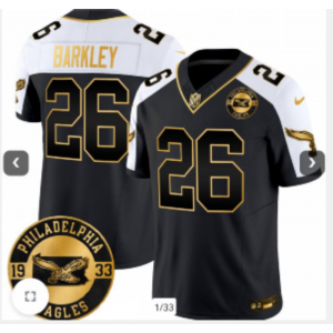 Nike Eagles 26 Barkley Black Gold F.U.S.E. Vapor Limited Men Jersey with patch