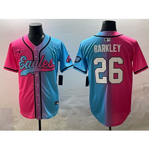 Nike Eagles 26 Barkley Blue Pink Baseball Vapor Limited Men Jersey