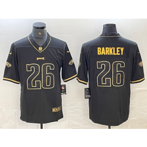 Nike Eagles 26 Saquon Barkley Black Gold Vapor Limited Men Jersey