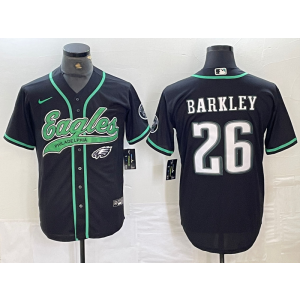Nike Eagles 26 Saquon Barkley Black Vapor Baseball Limited Men Jersey
