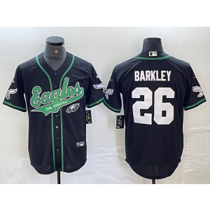 Nike Eagles 26 Saquon Barkley Black Vapor Baseball Logo Limited Men Jersey