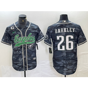 Nike Eagles 26 Saquon Barkley Camo Vapor Baseball Limited Men Jersey with C Patch