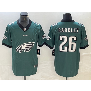 Nike Eagles 26 Saquon Barkley Green Big Team Logo Vapor Limited Men Jersey