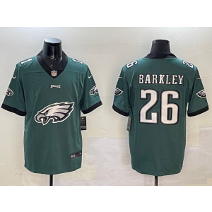 Nike Eagles 26 Saquon Barkley Green Team Logo Vapor Limited Men Jersey