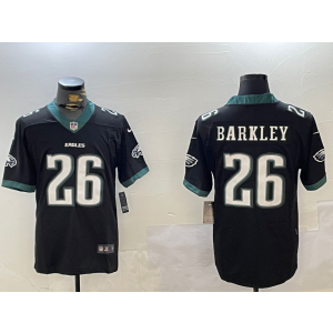 Nike Eagles 26 Saquon Barkley New Lettering Black Vapor Limited Men Jersey
