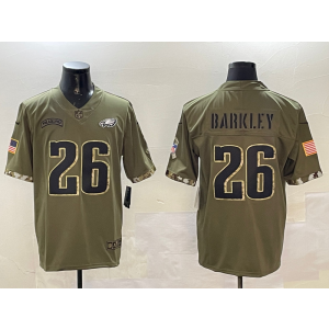 Nike Eagles 26 Saquon Barkley Olive Salute To Service Vapor Limited Men Jersey