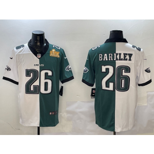 Nike Eagles 26 Saquon Barkley Split 2025 Super Bowl LIX Vapor Limited Men Jersey