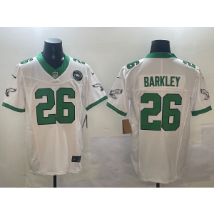 Nike Eagles 26 Saquon Barkley White Team Logo F.U.S.E. Vapor Limited Men Jersey