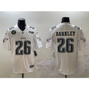 Nike Eagles 26 Saquon Barkley White Team Logo Vapor Limited Men Jersey