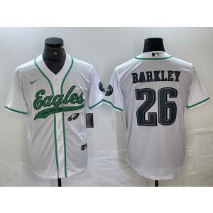 Nike Eagles 26 Saquon Barkley White Vapor Baseball Limited Men Jersey