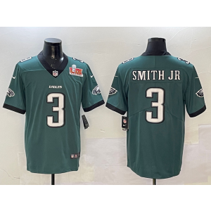 Nike Eagles 3 Smith Jr Green 2025 Super Bowl LIX Vapor Limited Men Jersey Nike Eagles 3 Smith Jr Green 2025 Super Bowl LIX Vapor Limited Men Jersey