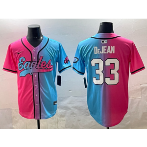 Nike Eagles 33 Dejean Blue Pink Baseball Vapor Limited Men Jersey