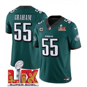 Nike Eagles 55 Brandon Graham Green 2025 Super Bowl LIX F.U.S.E. Vapor Limited Men Jersey with C Patch Nike Eagles 55 Brandon Graham Green 2025 Super Bowl LIX F.U.S.E. Vapor Limited Men Jersey with C Patch