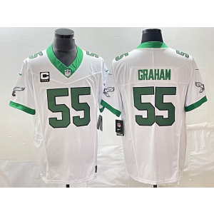 Nike Eagles 55 Brandon Graham White 2023 F.U.S.E Vapor Limited Men Jersey with C patch