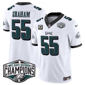 Nike Eagles 55 Brandon Graham White 2024 NFC East Champions F.U.S.E. Vapor Limited Men Jersey with C Patch