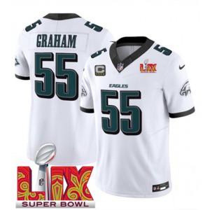 Nike Eagles 55 Brandon Graham White 2025 Super Bowl LIX F.U.S.E. Vapor Limited Men Jersey with C Patch Nike Eagles 55 Brandon Graham White 2025 Super Bowl LIX F.U.S.E. Vapor Limited Men Jersey with C Patch