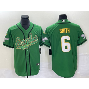 Nike Eagles 6 DeVonta Smith Green Yellow Baseball Vapor Limited Men Jersey