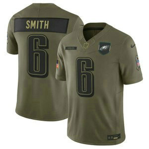 Nike Eagles 6 DeVonta Smith Olive 2025 Salute to Service F.U.S.E. Vapor Limited Men Jersey