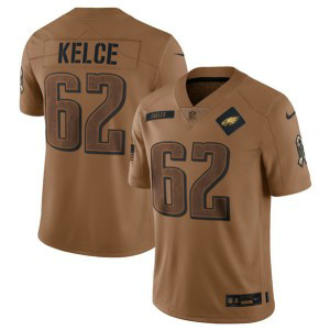 Nike Eagles 62 Jason Kelce 2023 Brown Salute To Service Limited Men Jersey