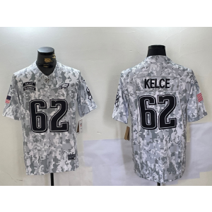 Nike Eagles 62 Jason Kelce Arctic Camo 2024 F.U.S.E. Salute to Service Limited Men Jersey