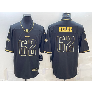 Nike Eagles 62 Jason Kelce Black Gold Vapor Limited Men Jersey