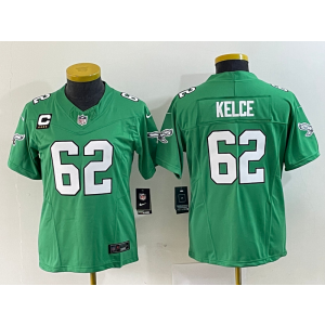 Nike Eagles 62 Jason Kelce Green 2023 New Neck Vapor Limited Women Jersey with C patch Nike Eagles 62 Jason Kelce Green 2023 New Neck Vapor Limited Women Jersey with C patch