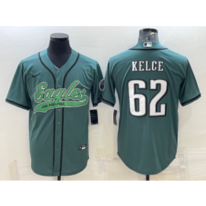Nike Eagles 62 Jason Kelce Green With Patch Vapor Baseball Limited Men Jersey