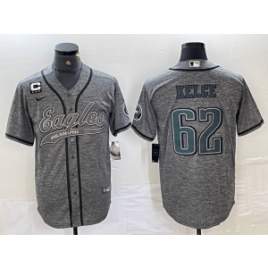 Nike Eagles 62 Jason Kelce Grey Vapor Baseball Limited Men Jersey with C Patch