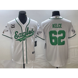 Nike Eagles 62 Jason Kelce White Baseball Vapor Limited Men Jersey with C patch