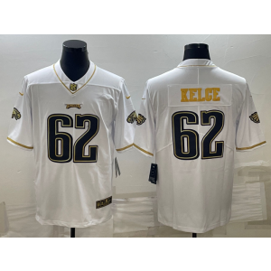 Nike Eagles 62 Jason Kelce White Gold Vapor Limited Men Jersey