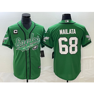 Nike Eagles 68 Jordan Mailata Green Baseball Vapor Limited Men Jersey with C patch