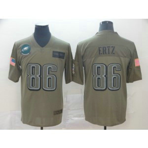 Nike Eagles 86 Zach Ertz 2019 Olive Salute To Service Limited Men Jersey