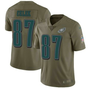 Nike Eagles 87 Brent Celek Olive Salute To Service Limited Jersey