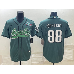 Nike Eagles 88 Dallas Goedert Green 2023 Super Bowl LVII Vapor Baseball Limited Men Jersey