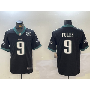 Nike Eagles 9 Nick Foles Black Team Logo Vapor Limited Men Jersey