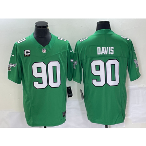 Nike Eagles 90 Jordan Davis Green 2023 F.U.S.E Vapor Limited Men Jersey with C patch