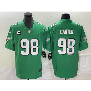 Nike Eagles 98 Carter Green 2023 F.U.S.E Vapor Limited Men Jersey with C patch