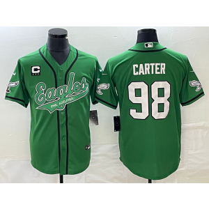 Nike Eagles 98 Carter Green Baseball Vapor Limited Men Jersey with C patch