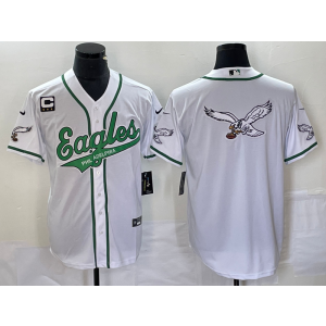 Nike Eagles Blank White Baseball Logo Vapor Limited Men Jersey with C patch