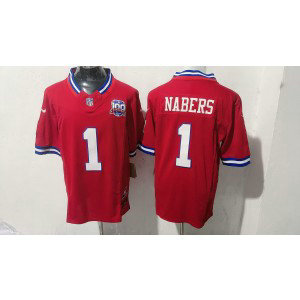 Nike Giants 1 Malik Nabers Red F.U.S.E. Vapor Limited Men Jersey with 100th Patch Nike Giants 1 Malik Nabers Red F.U.S.E. Vapor Limited Men Jersey with 100th Patch