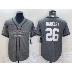 Nike Giants 26 Saquon Barkley Grey With Patch Vapor Baseball Limited Men Jersey Nike Giants 26 Saquon Barkley Grey With Patch Vapor Baseball Limited Men Jersey