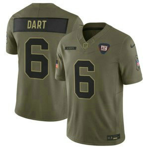 Nike Giants 6 Jaxson Dart Olive 2025 Salute to Service F.U.S.E. Vapor Limited Men Jersey