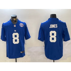 Nike Giants 8 Daniel Jones Blue Team Logo Vapor Limited Men Jersey Nike Giants 8 Daniel Jones Blue Team Logo Vapor Limited Men Jersey