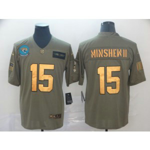 Nike Jaguars 15 Gardner Minshew II 2019 Olive Gold Salute To Service Limited Men Jersey