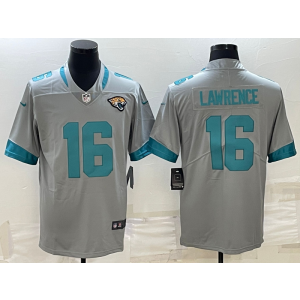Nike Jaguars 16 Trevor Lawrence Grey Vapor Limited Men Jersey