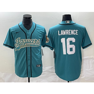 Nike Jaguars 16 Trevor Lawrence Teal Baseball Vapor Limited Men Jersey